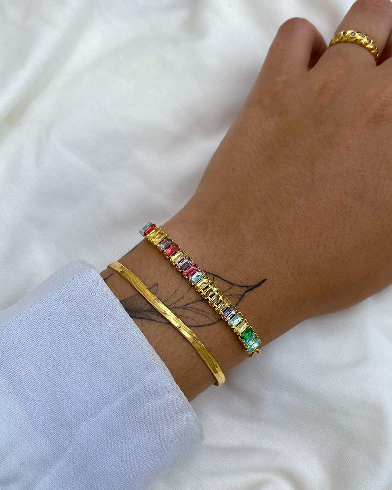 Conjunto de Pulseira Riviera Baguete - Dourado - Áurea Acessórios