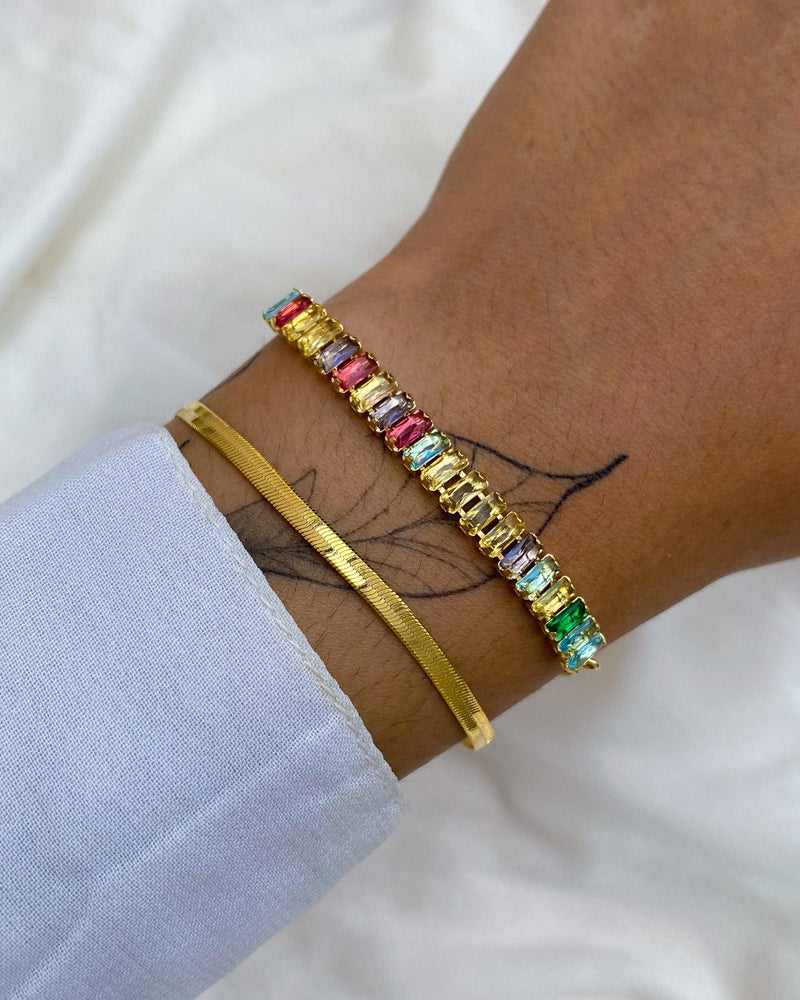 Conjunto de Pulseira Riviera Baguete - Dourado - Áurea Acessórios