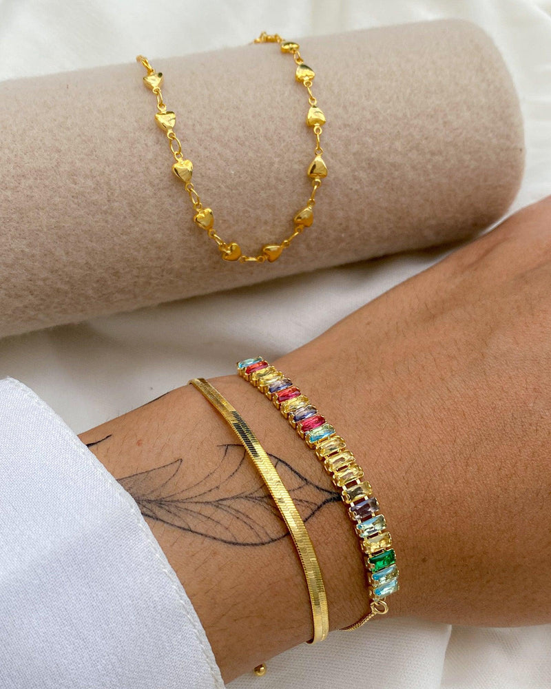 Conjunto de Pulseira Riviera Baguete - Dourado - Áurea Acessórios