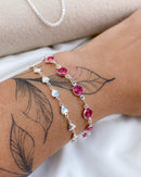 Pulseira Ponto de Luz Rosa - Prata - Áurea Acessórios