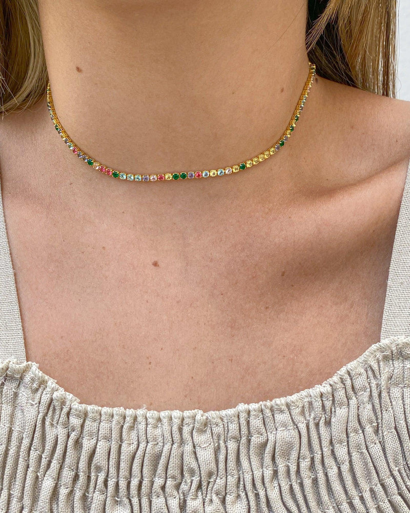 Colar Choker Riviera Colorida - Dourado - Áurea Acessórios