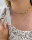 Colar Choker Riviera Colorida - Dourado - Áurea Acessórios