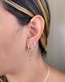 Trio de Brincos Argola Quadrada Cravejada - Prata - Áurea Acessórios