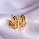 Argolas Tubo Tripla Média - Dourado - Áurea Acessórios