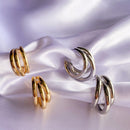 Argolas Tubo Tripla Média - Dourado - Áurea Acessórios