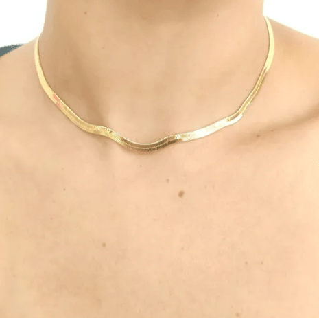 Colar Fita Laminado - Dourado - Áurea Acessórios